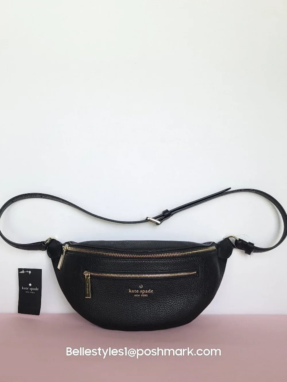 KATE SPADE Leila BELT Bag in Pebbled Leather – Black color⭐ - Picture 5 of 15